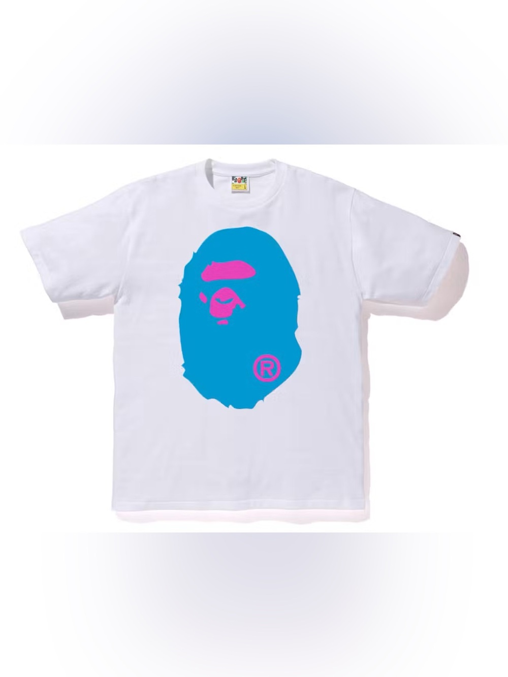 A Bathing Ape Bape Blue Pink Neon Big Ape Head Tee Shirt Large Authentic